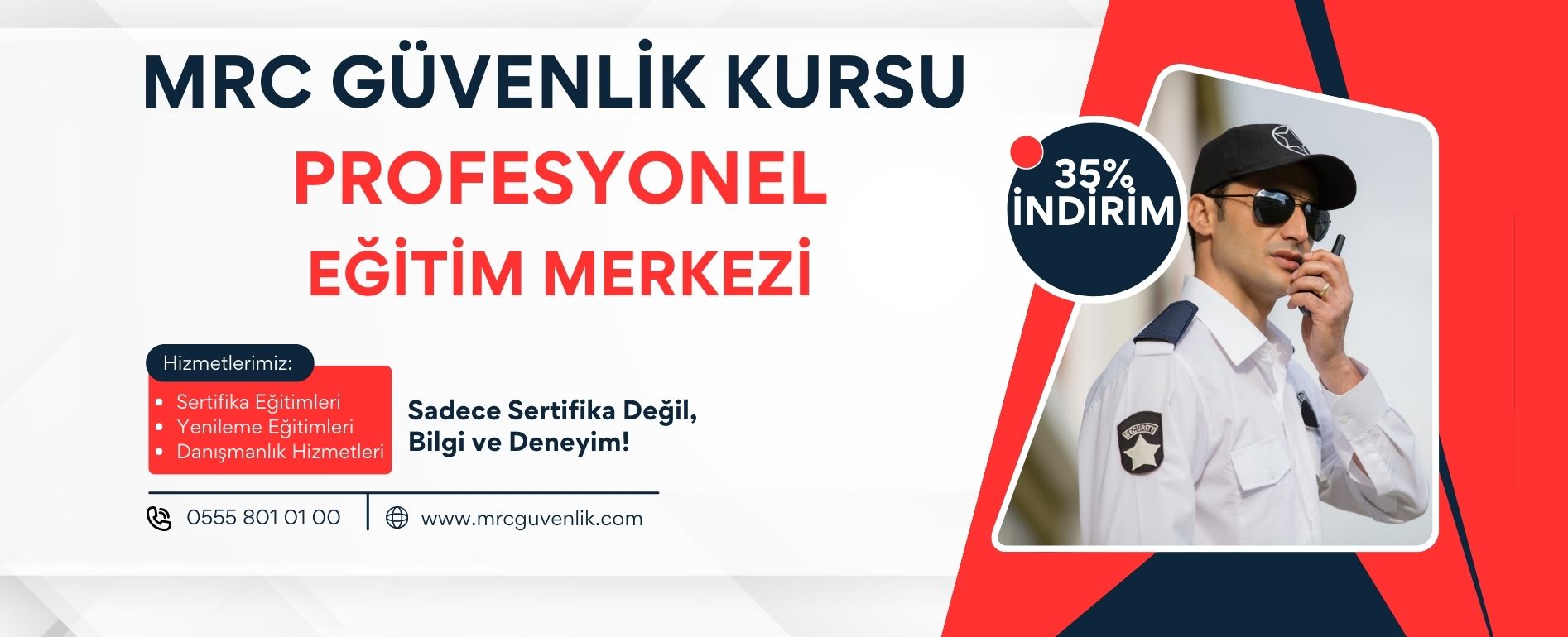 Navy and Red Modern Security Service Facebook Cover 1894 x 770 piksel