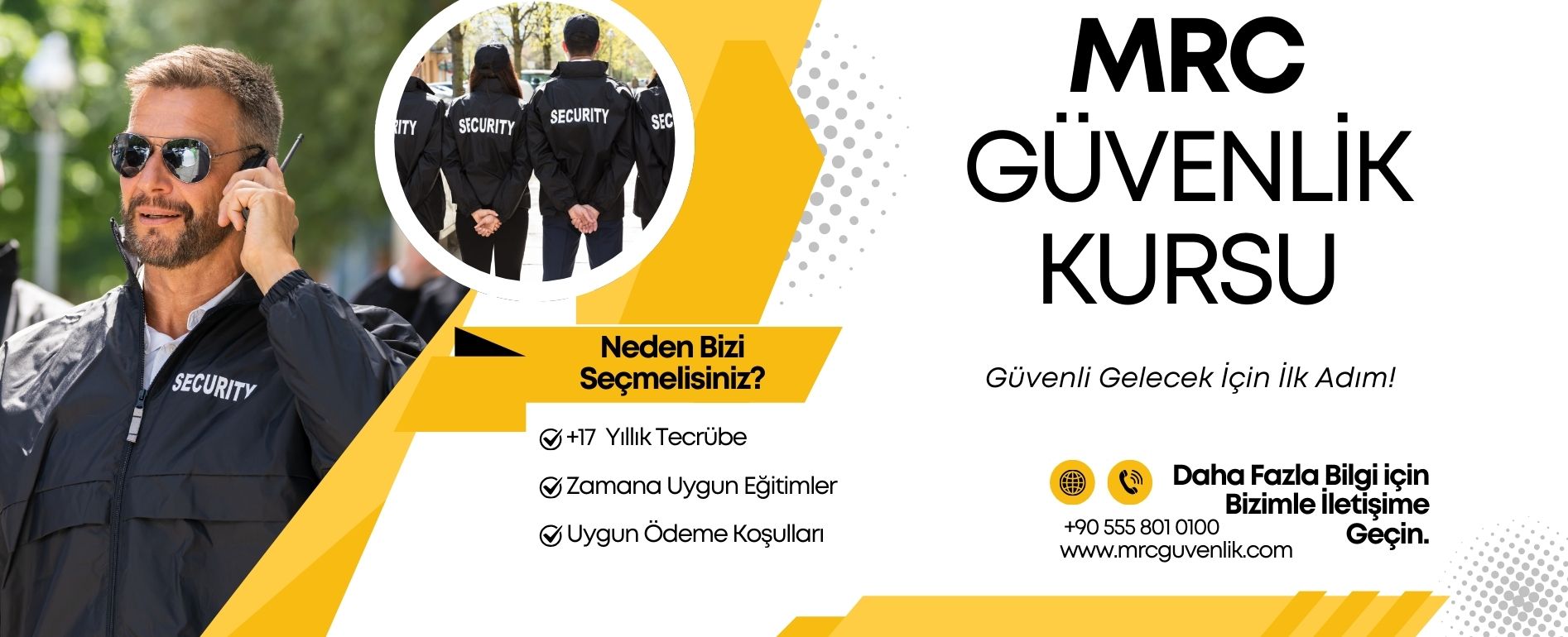 Yellow Modern Security Services Landscape Facebook Post 1894 x 770 piksel